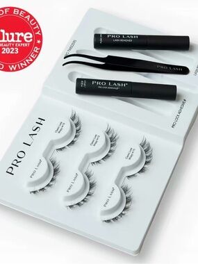 Black False Eyelash Kit with Tweezers & Adhesive